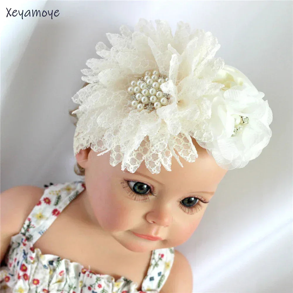 Chic Baby Chiffon Hair Accessories with Beaded Rhinestones for Babies to Toddlers - 24 Colors - The Palm Beach Baby