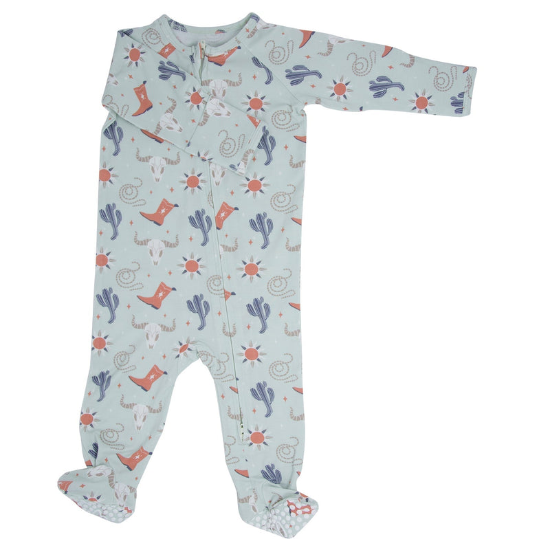 Bulls Boots Lasso Western Zipper Footie - The Palm Beach Baby Sweet Bamboo