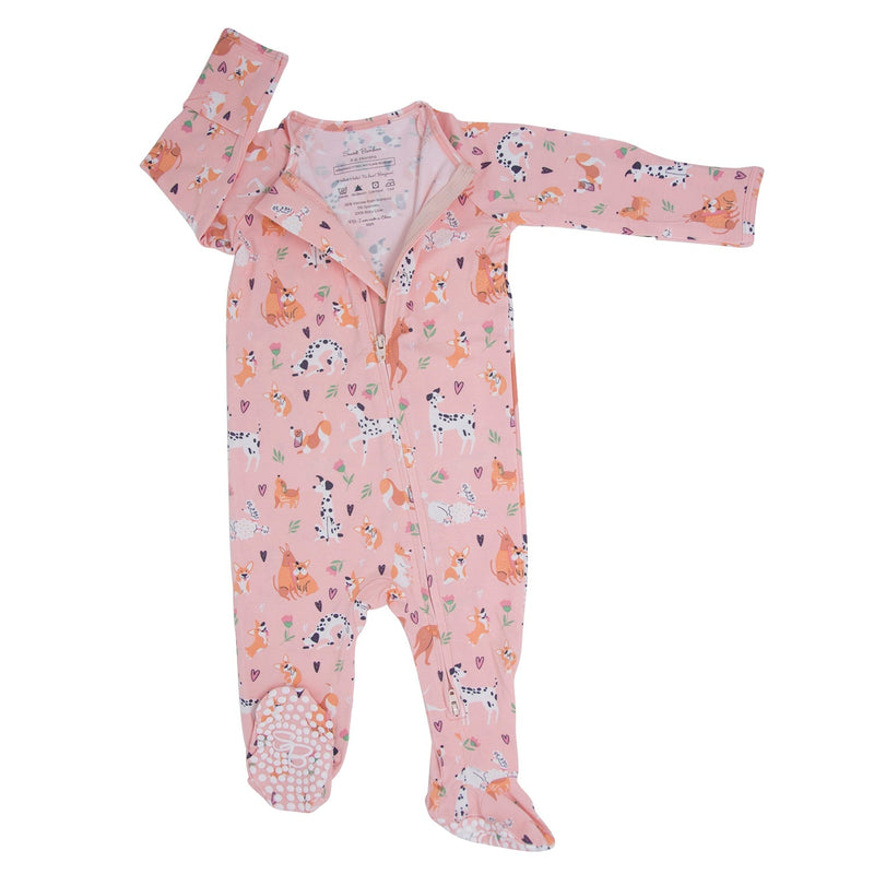 Dalmatian Poodle Puppy Zipper Footie 2-Way Zip - The Palm Beach Baby Sweet Bamboo