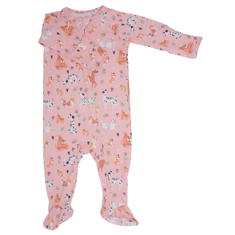 Dalmatian Poodle Puppy Zipper Footie 2-Way Zip - The Palm Beach Baby Sweet Bamboo