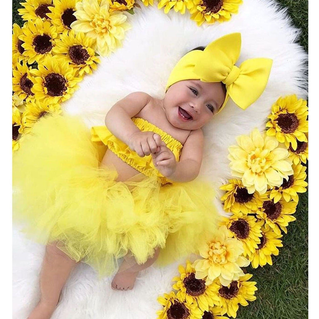 Baby & Kids Apparel YELLOW / China / 0-6 Months "Pretty As A Daffodil" 3 PC Tutu Skirt Set -The Palm Beach Baby