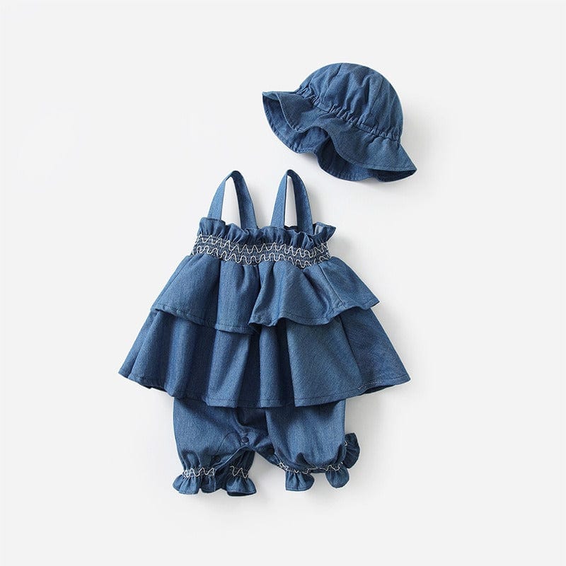 baby clothes Dark Blue / 59cm "Summer Daze" 3 PC Bloomer Set -The Palm Beach Baby