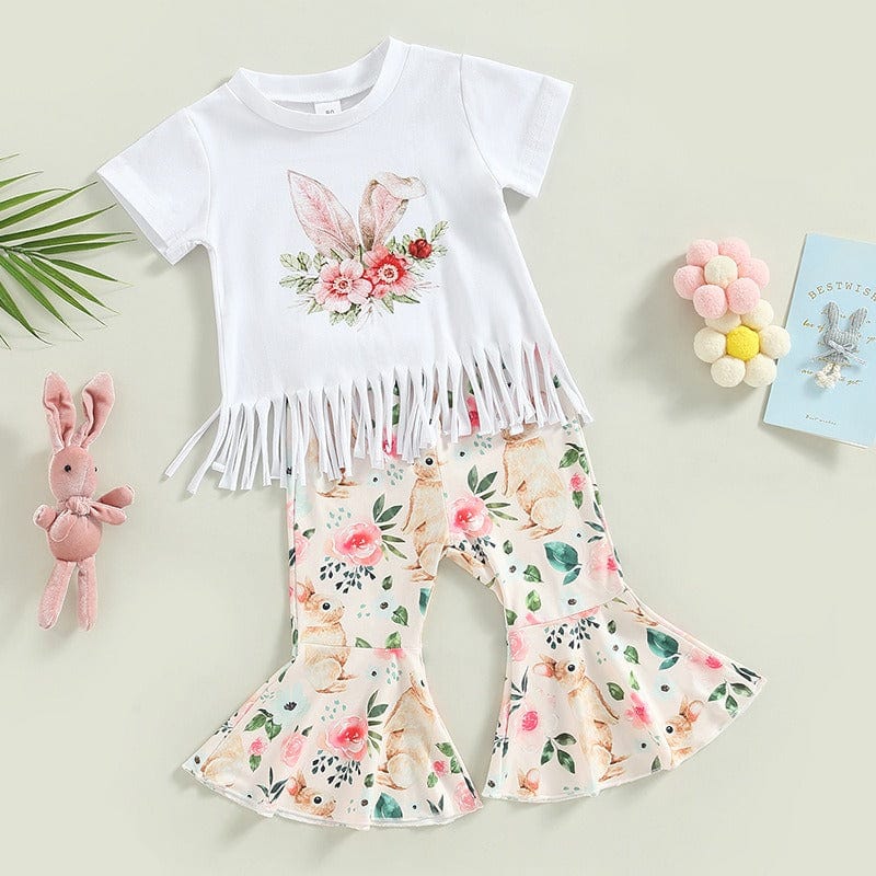 kids and babies clothes White / 80cm "Summer Bunny" Retro Pant Set -The Palm Beach Baby