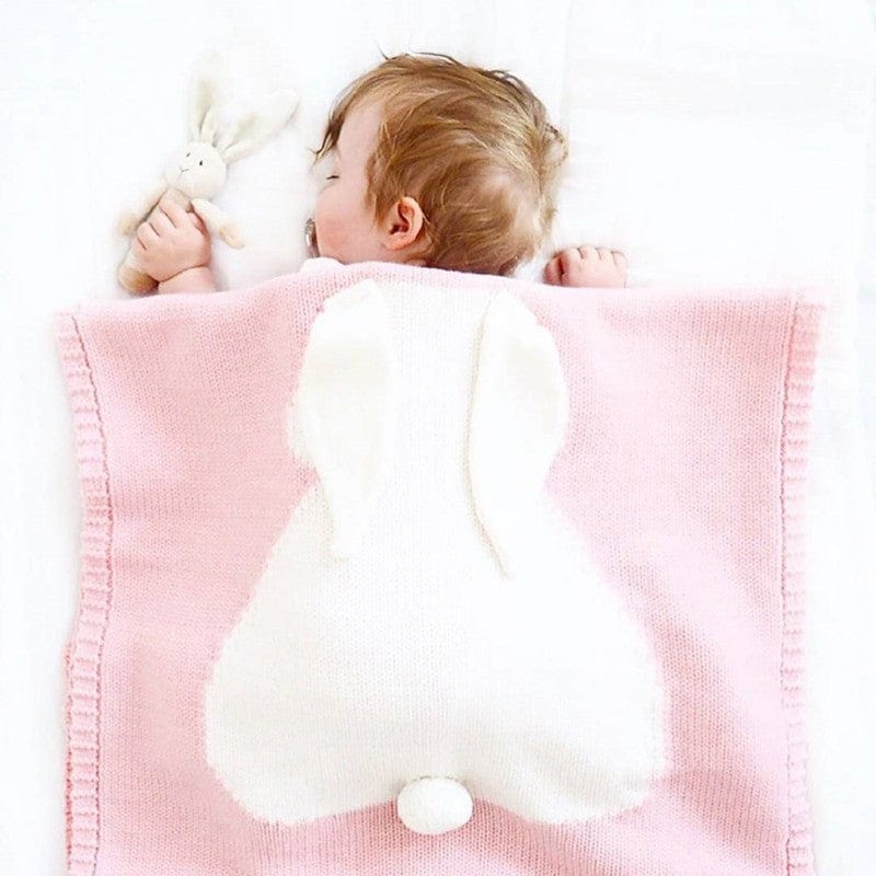 Baby Blanket Swaddles pink The Adorable Children's Bunny Knit Blanket -The Palm Beach Baby