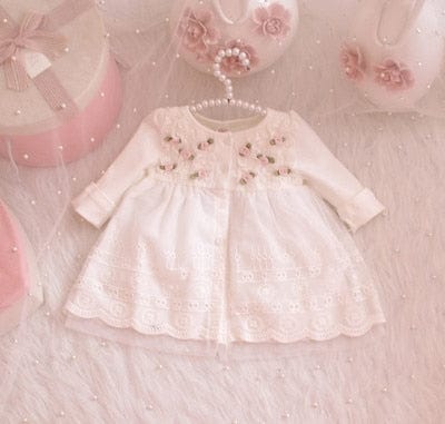"Sara" Baby's Floral Lace Baptism Party Dress -The Palm Beach Baby