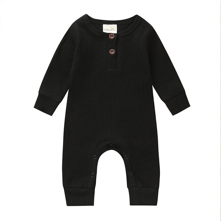 kids and babies Black / 3M "Connor" Ribbed Knit Romper -The Palm Beach Baby