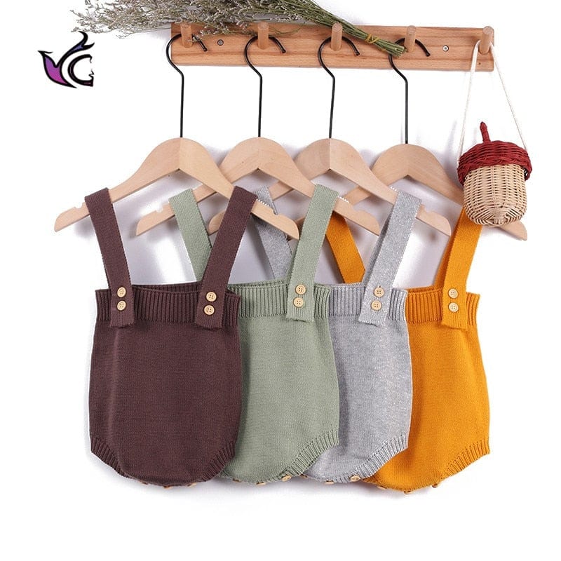 kids and babies clothing "Farren" Autumn Knit Romper Overalls -The Palm Beach Baby