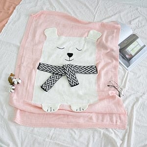 Baby Blanket Swaddles JS20-003Pink Animal-Themed Knit Baby/Children's Blanket -The Palm Beach Baby