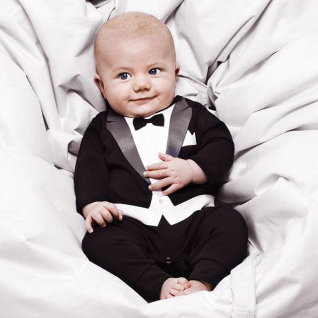 Baby & Toddler black / 24M / China Baby Boy's Tuxedo Romper -The Palm Beach Baby