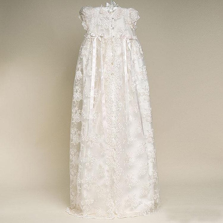 Baby & Kids Apparel The "Alyssa" Lovely Vintage Lace Baptism Gown & Bonnet -The Palm Beach Baby