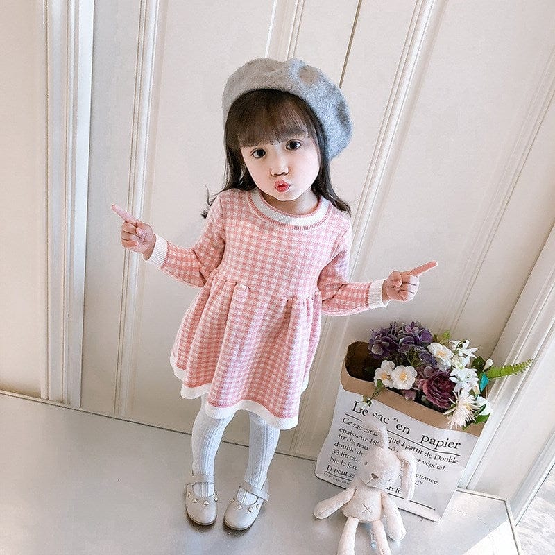 babies and kids clothes Pink Spring / United States / 90cm(2T) "Addison" Winter-Knit Dress -The Palm Beach Baby