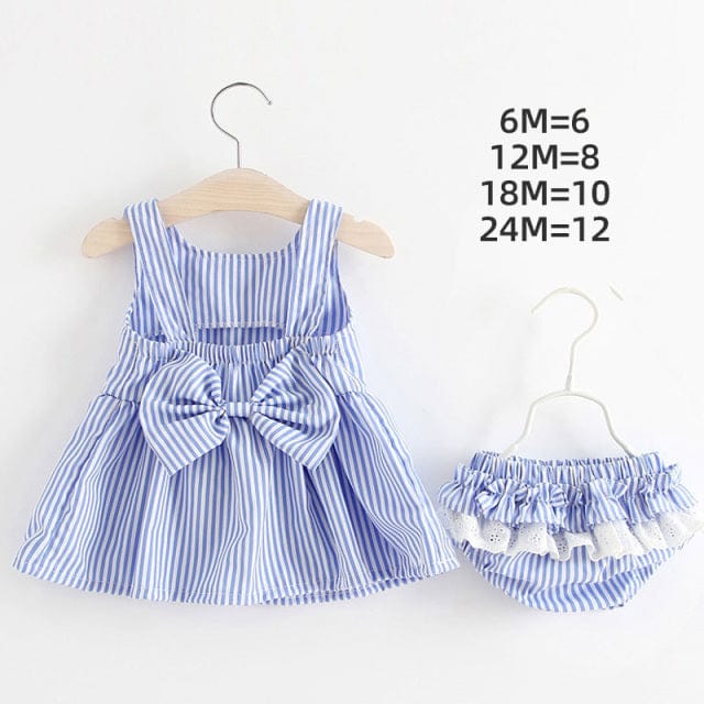 Baby & Kids Apparel AZ2049Blue / 18-24M "Cammi" 2 PC Dress With Bloomers Set -The Palm Beach Baby