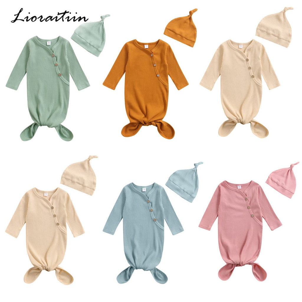 Baby & Kids Apparel Solid Anti-Kick Sleeping Gown Set -The Palm Beach Baby