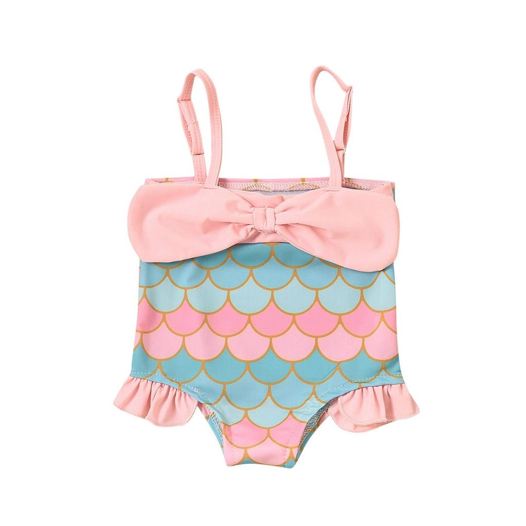 Girls Swimwear Pink Mermaid One Piece Swimsuit -The Palm Beach Baby
