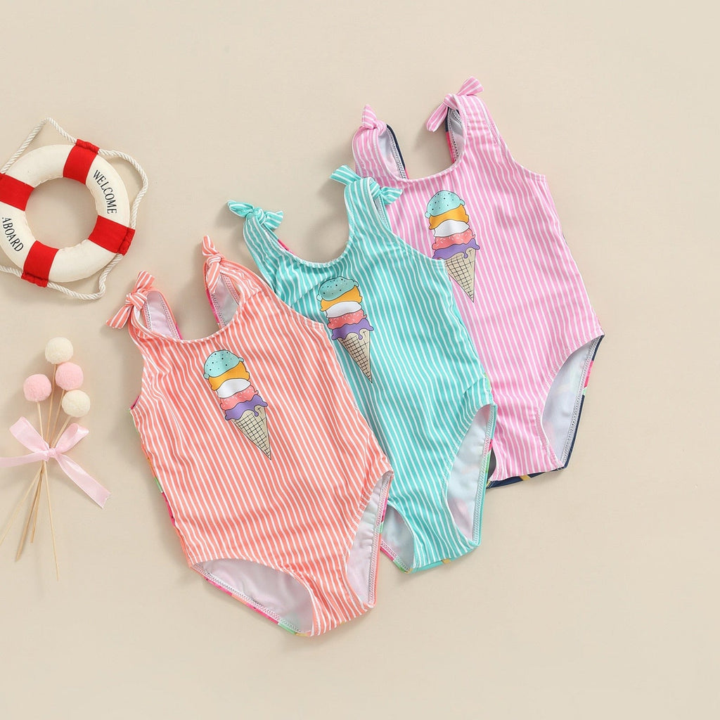 Baby & Kids Apparel "3 Scoops Of Icecream" Girls Swimsuit -The Palm Beach Baby