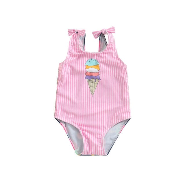 Baby & Kids Apparel A / 4T / United States "3 Scoops Of Icecream" Girls Swimsuit -The Palm Beach Baby