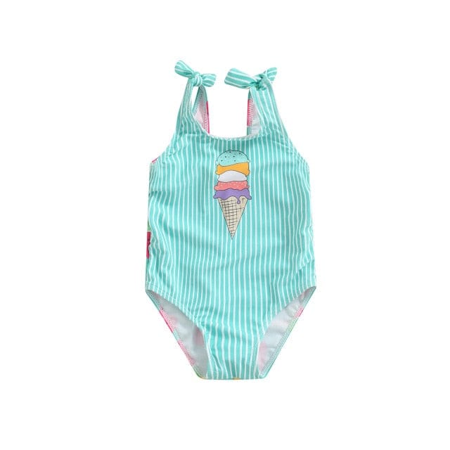 Baby & Kids Apparel C / 4T / United States "3 Scoops Of Icecream" Girls Swimsuit -The Palm Beach Baby