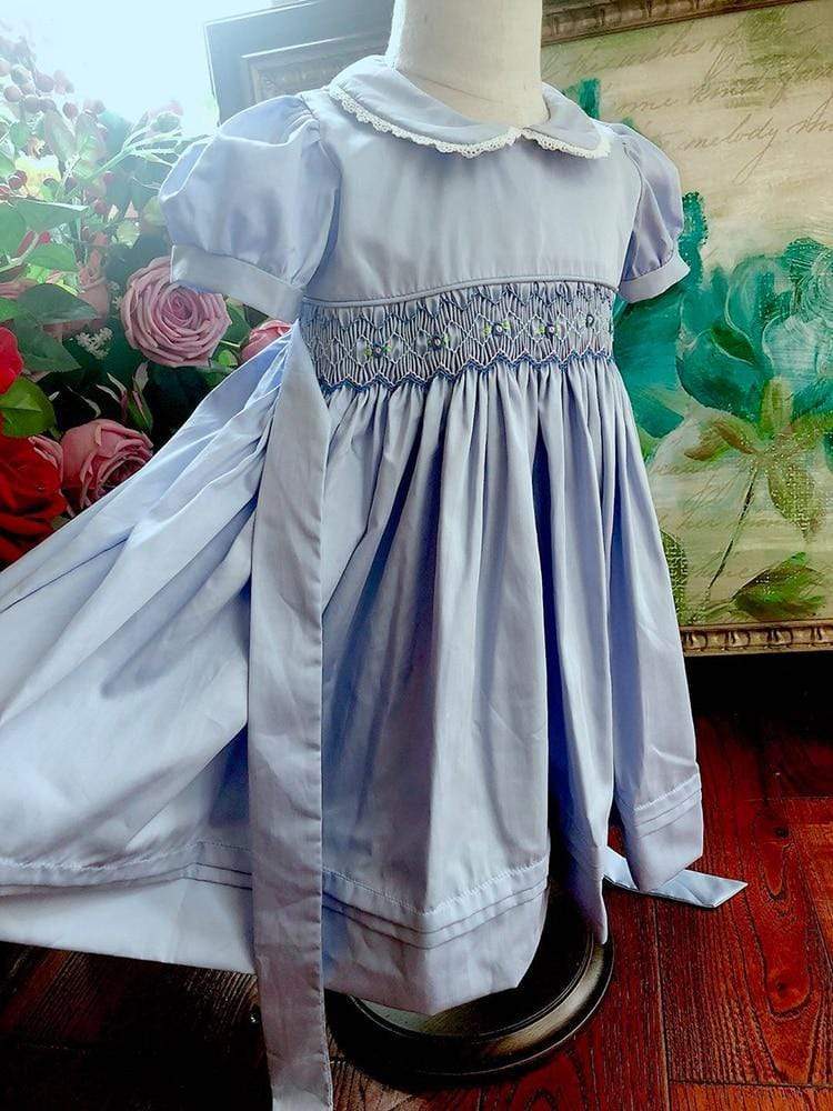 "Blakely" Hand-Smocked Dress - Blue - The Palm Beach Baby