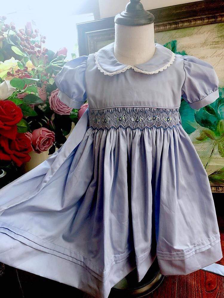 "Blakely" Hand-Smocked Dress - Blue - The Palm Beach Baby