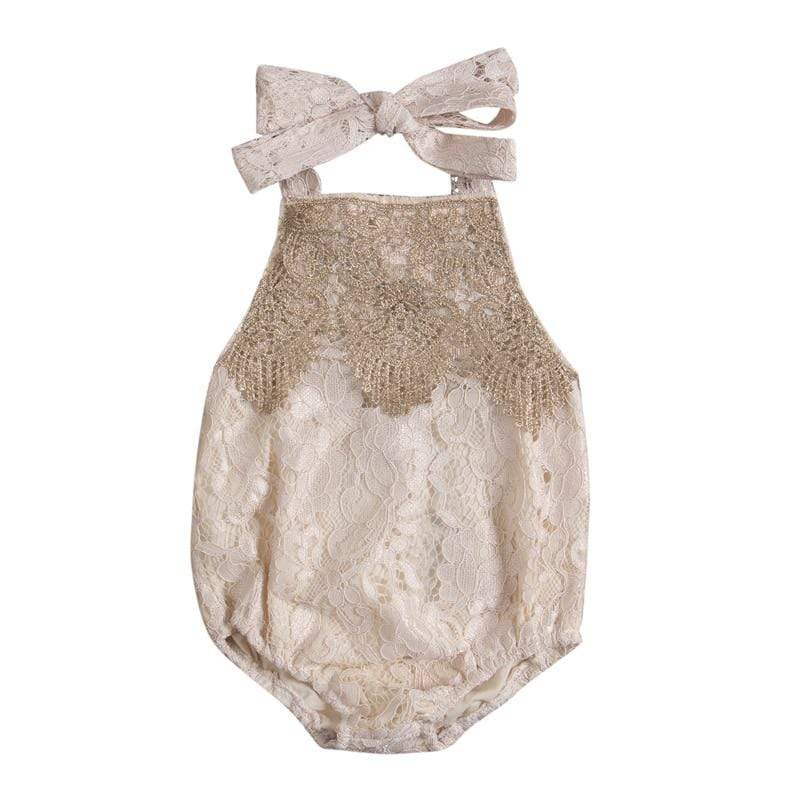 Baby Girl's Boho Lace Backless Romper - The Palm Beach Baby