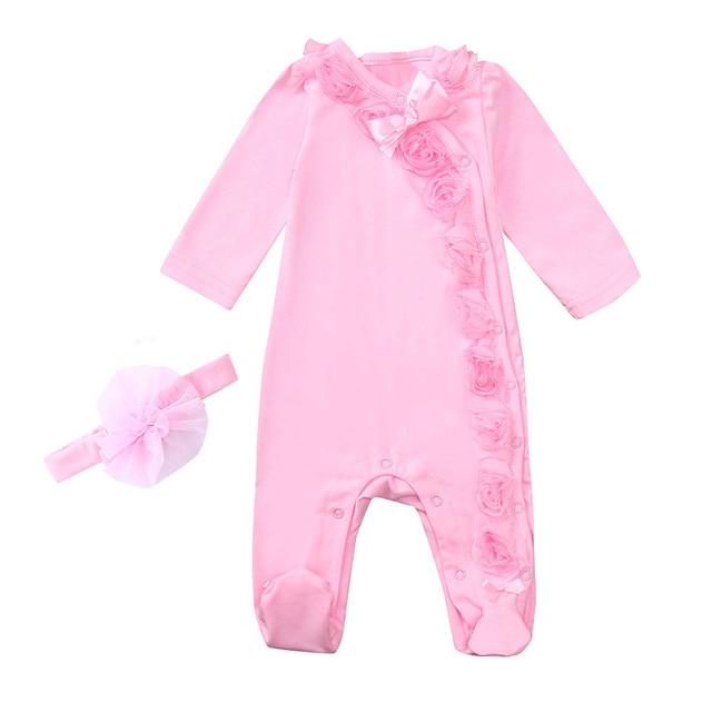 Baby & Kids Apparel Pink / 9M / United States "Baby Margaret" Ruffled Romper Set -The Palm Beach Baby