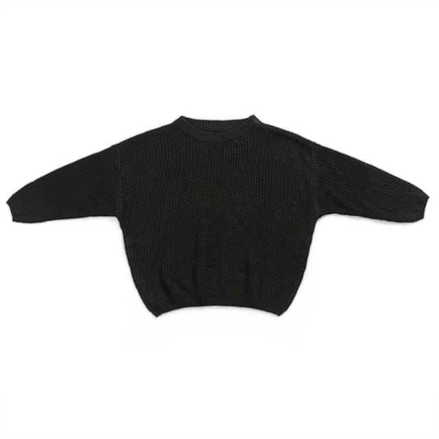 black children's knit pullover sweater with long sleeves for toddlers