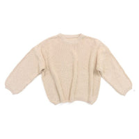 cream children's knit pullover sweater in toddler size with chunky ribbed knit and long sleeves