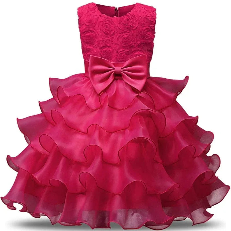 'Solange Marie' Crystal Bodice Formal Baby Dress with Bow and Ruffles - The Palm Beach Baby