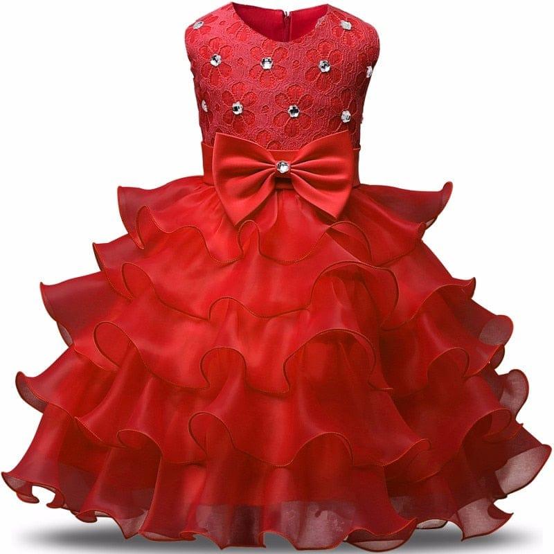 'Solange Marie' Crystal Bodice Formal Baby Dress with Bow and Ruffles - The Palm Beach Baby