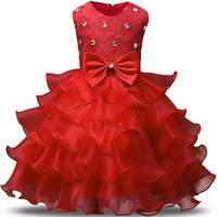 'Solange Marie' Crystal Bodice Formal Baby Dress with Bow and Ruffles - The Palm Beach Baby