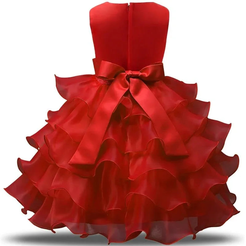 'Solange Marie' Crystal Bodice Formal Baby Dress with Bow and Ruffles - The Palm Beach Baby