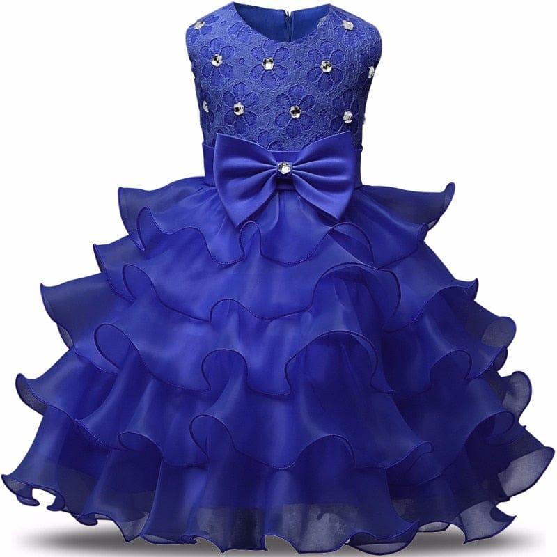 'Solange Marie' Crystal Bodice Formal Baby Dress with Bow and Ruffles - The Palm Beach Baby
