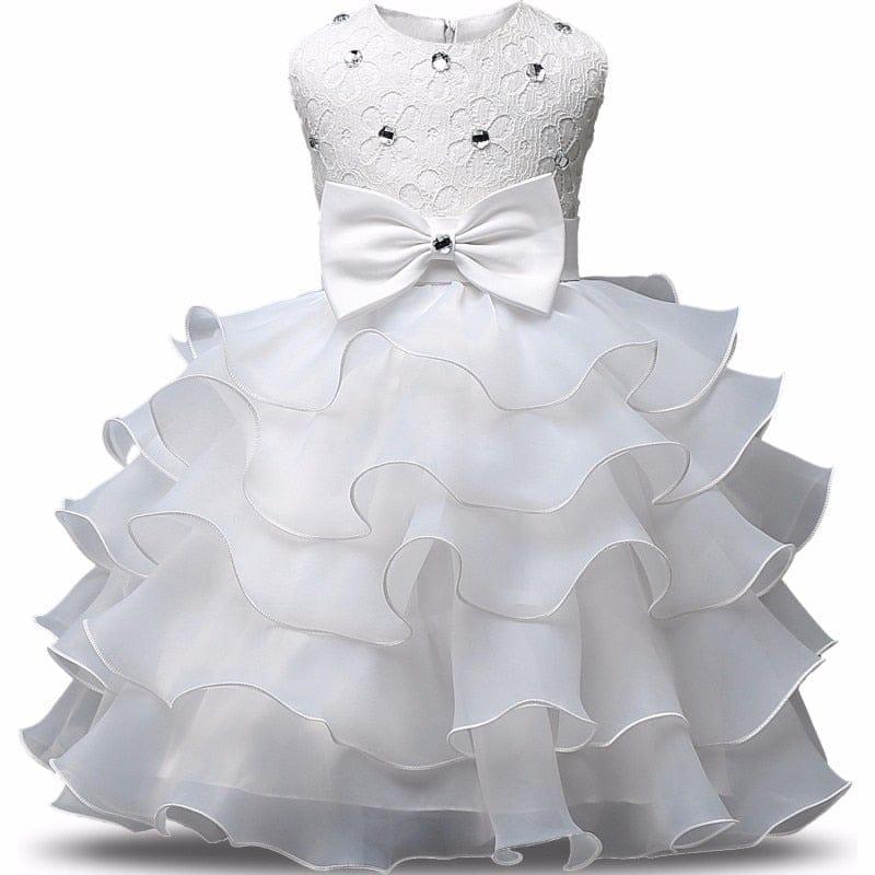 'Solange Marie' Crystal Bodice Formal Baby Dress with Bow and Ruffles - The Palm Beach Baby