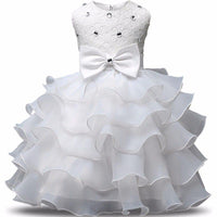 'Solange Marie' Crystal Bodice Formal Baby Dress with Bow and Ruffles - The Palm Beach Baby