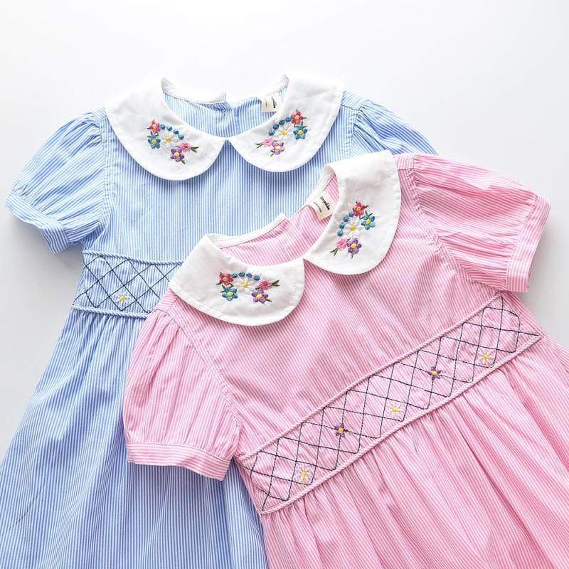 "Callie" Embroidered Smocked Dress - The Palm Beach Baby