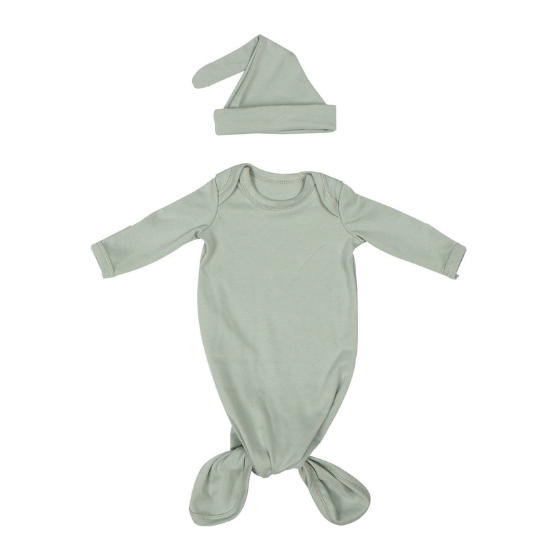 Green Newborn Anti-kick Ribbed Cotton Sleeping Gown -The Palm Beach Baby