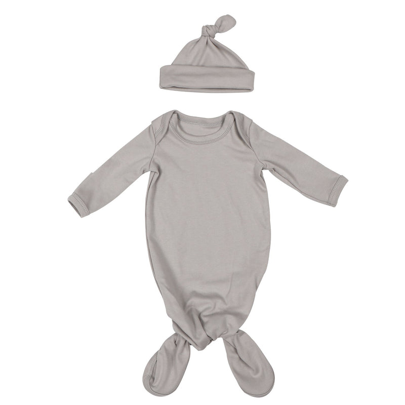Grey Newborn Anti-kick Ribbed Cotton Sleeping Gown -The Palm Beach Baby