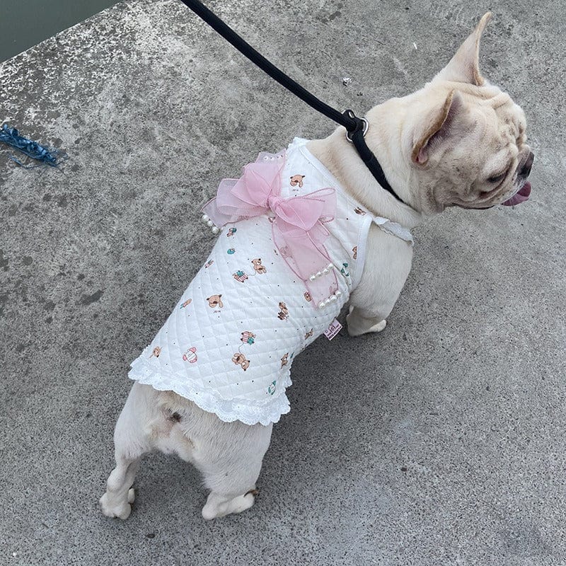pet clothing "Teddi" Pet Vest With Tulle Beaded Bow -The Palm Beach Baby