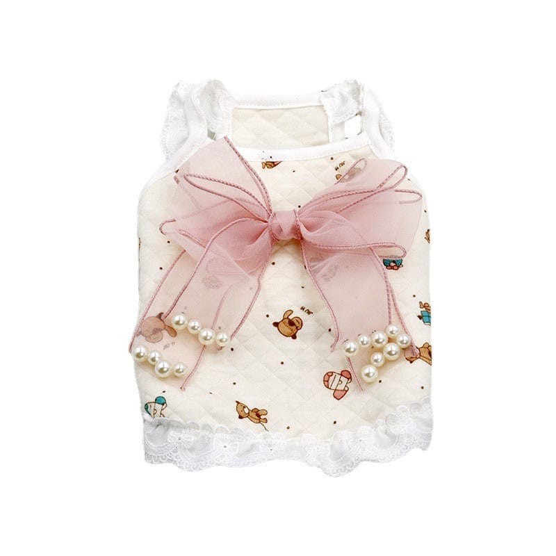 pet clothing "Teddi" Pet Vest With Tulle Beaded Bow -The Palm Beach Baby