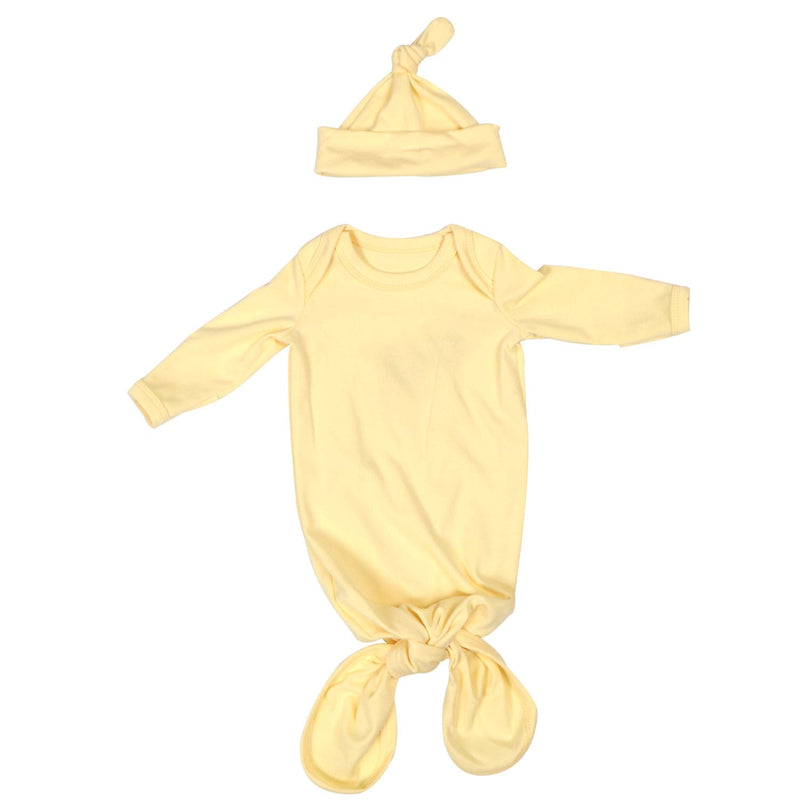 Yellow Newborn Anti-kick Ribbed Cotton Sleeping Gown -The Palm Beach Baby