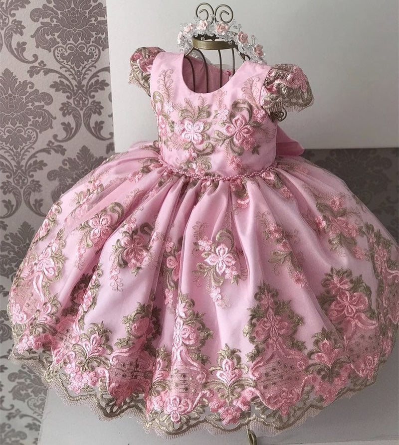 babies and kids clothes 716 / 4T "Drucilla" Brocade Special Occasion Dress -The Palm Beach Baby