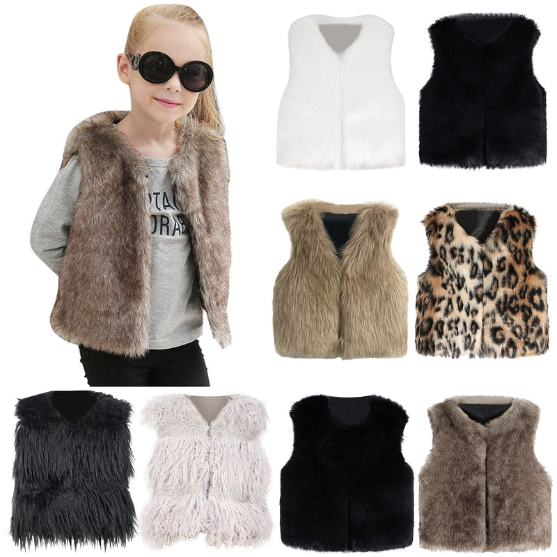 kids and babies Lush Faux Fur Little Girls Vest -The Palm Beach Baby