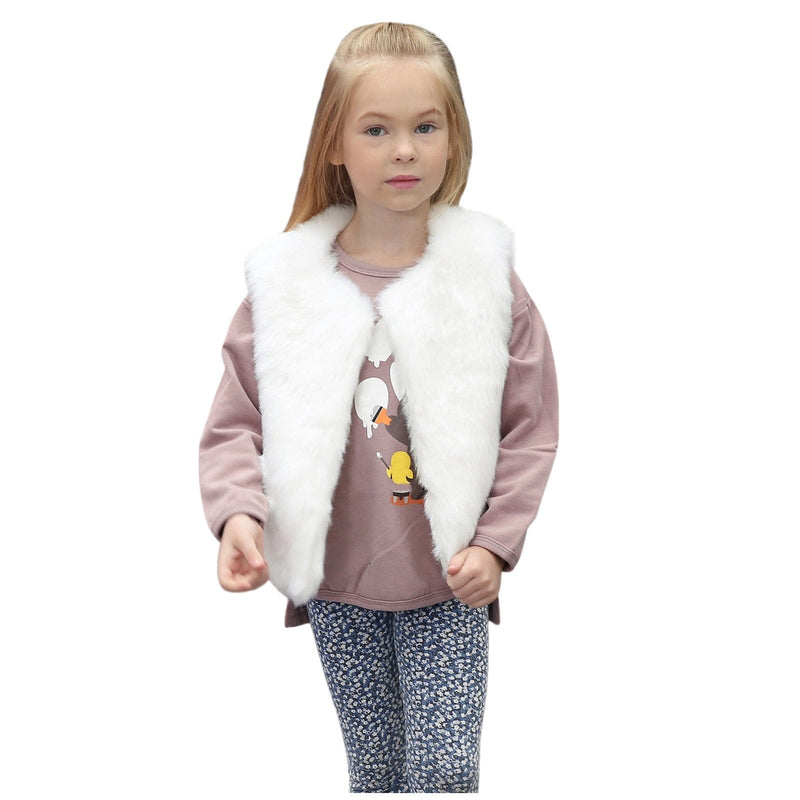kids and babies Lush Faux Fur Little Girls Vest -The Palm Beach Baby