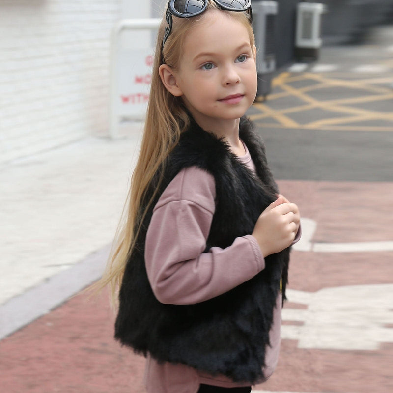 kids and babies Lush Faux Fur Little Girls Vest -The Palm Beach Baby