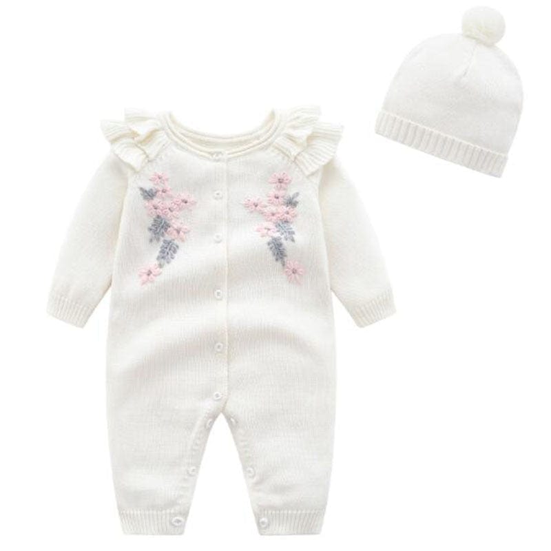kids and babies BH7092 White / 3M Cozy Winter Knit Romper -The Palm Beach Baby