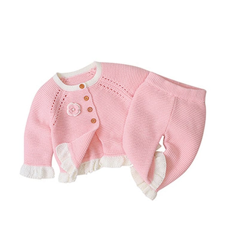 kids and babies 82W449-461 pink / 6M "Beth" 2 PC Sweater Knit Pant Set -The Palm Beach Baby