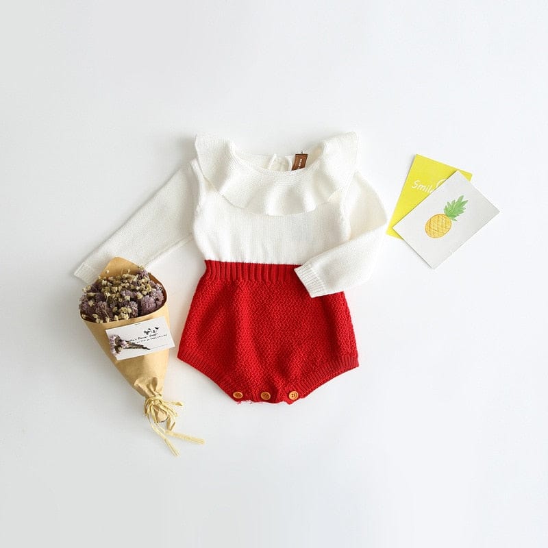 kids and babies B83H42 Red / 3M "Sara Elizabeth" Sweater Knit Romper -The Palm Beach Baby
