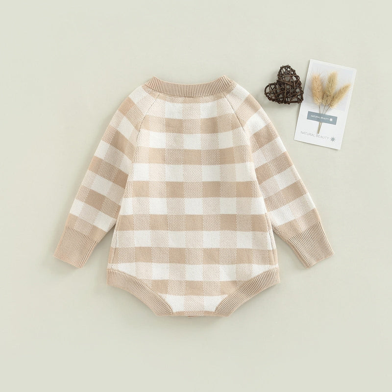 kids and babies "Fallon" Plaid Knitted Romper -The Palm Beach Baby