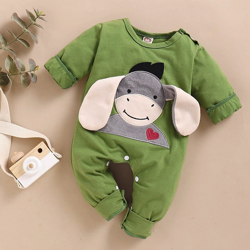kids and babies Green / 0-3 Months "Donkey Baby" Adorable Romper -The Palm Beach Baby