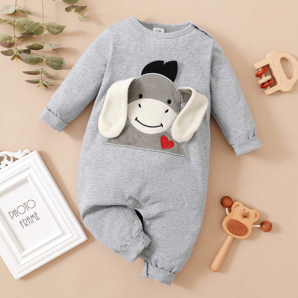 kids and babies Grey / 0-3 Months "Donkey Baby" Adorable Romper -The Palm Beach Baby